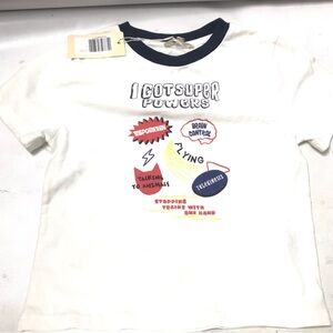 Hundred Pieces Boys Size 4T White Blue Shirt Short Sleeve “I Got Super Powers”